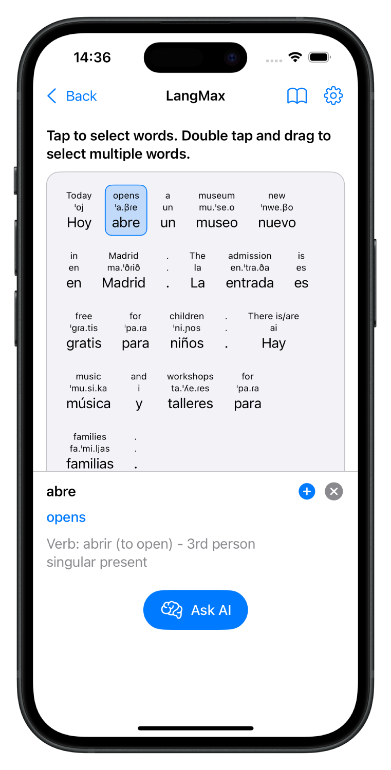 LangMax app screenshot